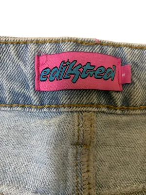 Edikted Light Wash Denim Micro Mini Skirt Y2K Low Rise 2000s Festival S thumbnail 4