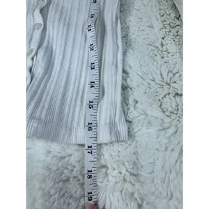 Brandy Melville White Ribbed Henley Long Sleeve Top thumbnail 6