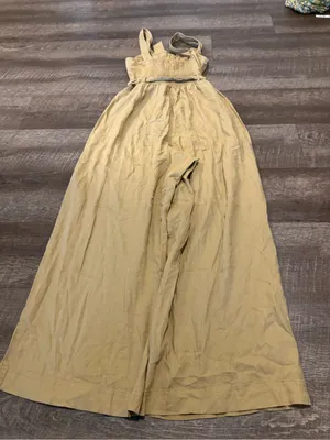American Eagle Linen Blend Button Up Tan Jumpsuit thumbnail 6