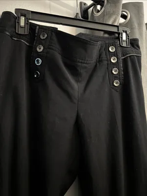 White House | Black Market Black High-Rise Button Detail Pants SZ 6 Legacy thumbnail 3