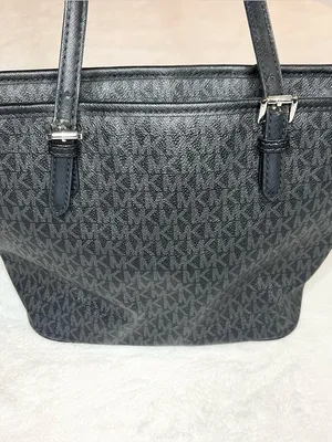 Michael Kors Black Signature MK Logo Jet Set Tote Bag with Front Pocket thumbnail 11