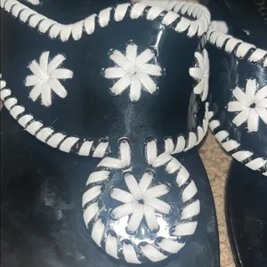Jack‎ Rogers Bahamas Navajo Jack’s Jelly Sandals Whipstitch Black White 9 thumbnail 3