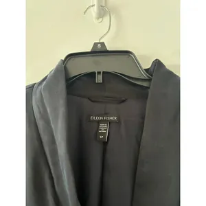 Eileen Fisher Cupro Padded High Collar Coat Black Size S thumbnail 4