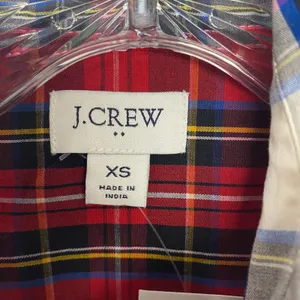 J Crew Top Womens XS‎ Red White Signature Fit Cotton Mixed Tartan Plaid BM033 thumbnail 5