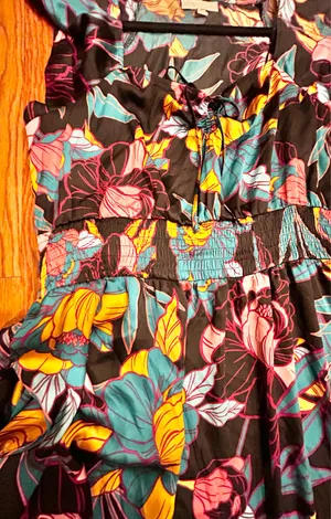Ryegrass NWT super boho satin effect floral multicolor flowy maxi dress XL thumbnail 16