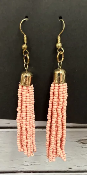 Light Pink Beaded Handmade Earrings  thumbnail 1