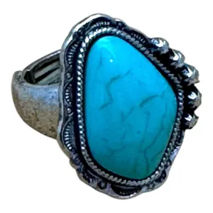 Turquoise Stone Stretch Ring Silver thumbnail 6