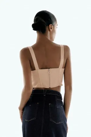 ZARA Satin Effect Corset Top thumbnail 3
