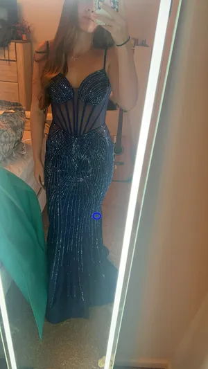 Ellie Wilde Prom Dress Navy Blue thumbnail 3