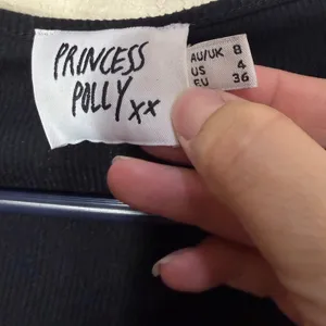 Princess Polly Black Ribbed Tie Front Long Sleeve Cut Out Crop Top Womens US 4 thumbnail 3