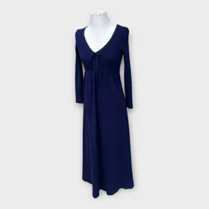 VTG 70s Hubba Hubba Maxi Sweater Dress Women’s Medium Blue Cottage Hippie Boho thumbnail 10