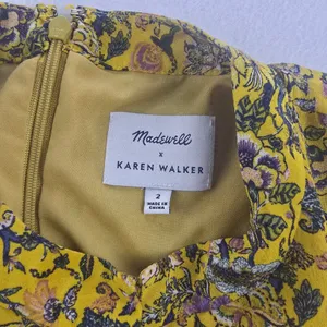 Madewell x Karen Walker Floral Print Dress Mock‎ Neck Long Sleeve Yellow Size 2 thumbnail 4