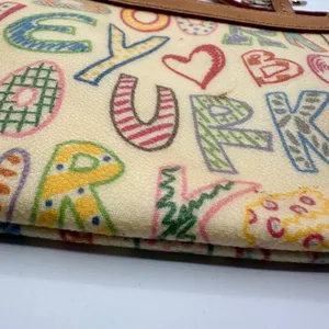 Dooney & Bourke Doodle It Y2K Multi Color Heart Zipper Pull Cream Tan thumbnail 8