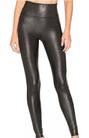 Spanx High Rise Faux Leather Athletic Leggings Stretch Spandex Athleisure Active thumbnail 1