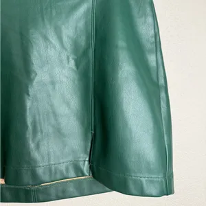 Hollister Women Size Small Green Faux Leather ultra high rise retro‎ mini skirt thumbnail 2