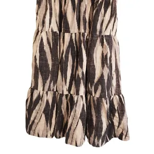 Democracy Women's Petite‎ Ikat Print Tiered Midi Dress Smocked Waist Summer thumbnail 3