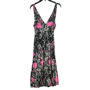 Ambrielle Y2K Pink Floral Maxi‎ Dress Empire Waist Open Back Tie Fairy Grunge M thumbnail 8