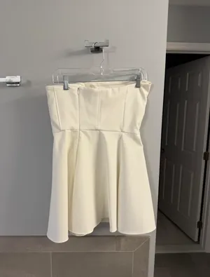 ZARA White Strapless Mini Dress thumbnail 3