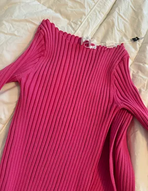 ASTR Pink Ribbed Midi Dress thumbnail 6