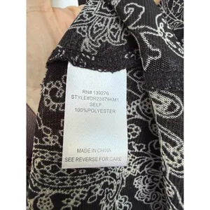 DR2 Womens Paisley Smocked Waist Peplum Blouse Top Black White Size XS ‎ NEW thumbnail 5