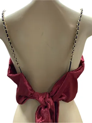 Just Polly New York Size Medium Spaghetti Strap Crop Top With Back Tie, Preloved thumbnail 3