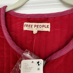 NWT Free People Quilted Velvet Natalia Jacket in Sweet Heart Sz Large thumbnail 7