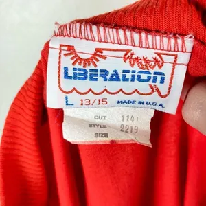 Vintage Liberation Red Varsity V-neck button up‎ 100% cotton jacket L* thumbnail 6