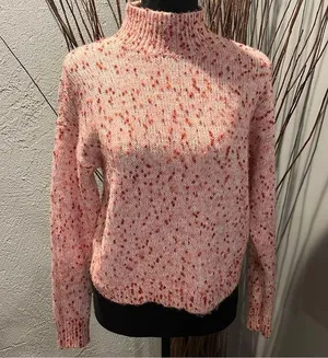🍒Lauren Conrad Pink Polka Dot Mock Turtleneck Sweater Size Small🍒 thumbnail 1