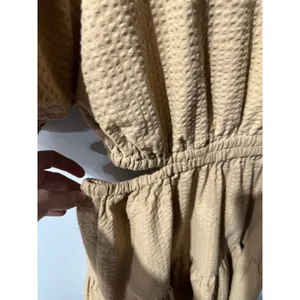 Madewell Dress Women's Size M Tan Brown Short Sleeve Tiered Mini Button‎ Back thumbnail 6