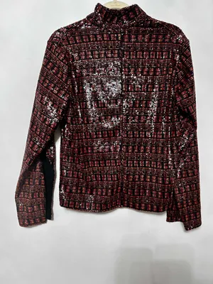 high collar long sleeve sequin top thumbnail 4