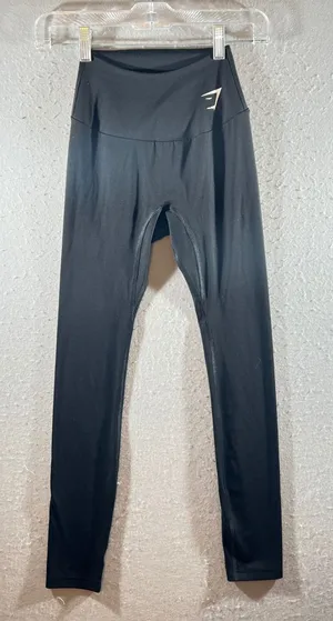 1101 | Gymshark High Waisted‎ Logo Athletic Compression Leggings Black Womens S thumbnail 1