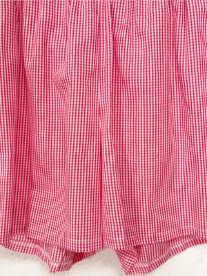 Miss Sparkling Red Gingham High Waist Shorts Side Tie Pocket Cottagecore Summer thumbnail 3