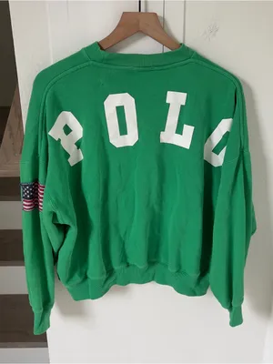Ralph Lauren Polo Oversized Logo Fleece Crewneck in Bright Clover Green thumbnail 1