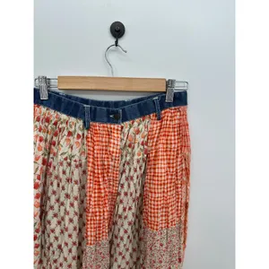 Patchwork Floral Gingham Maxi Skirt Sz XS Festival Country Boho Cottagecore thumbnail 6