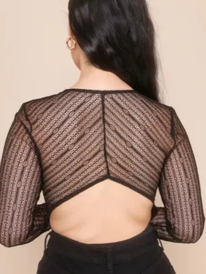LULU's Sexy Romantic Chic Lace Sheer Date Night Long Sleeve Bodysuit thumbnail 6