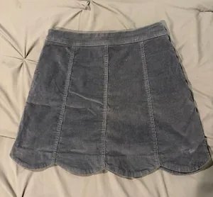 Altar'd State Velvet Grey Scalloped Mini Skirt thumbnail 1