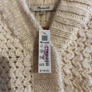 Madewell Wool Bomber‎ Cardigan Sweater Chunky Knit Cream Fisherman $148 NWT XXS thumbnail 6