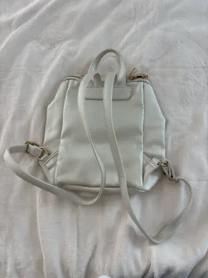Cream Backpack Purse White thumbnail 3