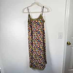 Vila‎ Spotti Ankle Dress Lace Trim Abstract Print Slip Midi EU 34 US XS thumbnail 8