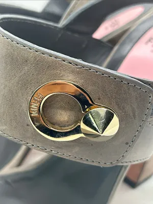 Fendi Auth Taupe Leather Block Heel Slingback Sandals Shoes **Size 37/US 7**🔥🔥 thumbnail 15