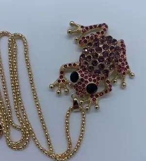 New reddish&pink frog rhinestone fashion necklace thumbnail 1