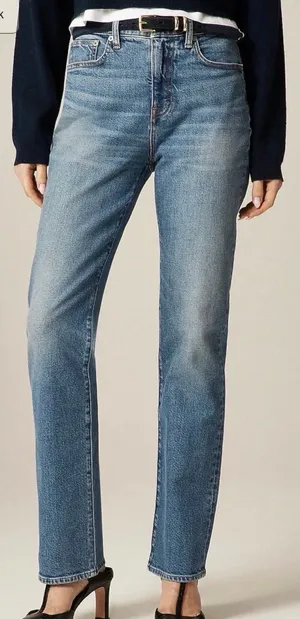J.Crew Nipped Straight High Rise Jeans Size 27 Medium Wash Semi Stretch Denim thumbnail 1