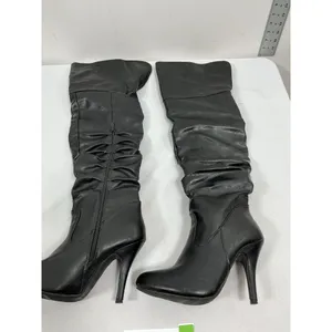 Womans Excellent Condition Forever Otk Stiletto Slouched Dress Boots 8.5 Black thumbnail 2