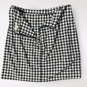 Loft Navy Blue Gingham Cotton Faux Wrap Preppy Casual Summer Mini Skirt‎ Size 8 thumbnail 4