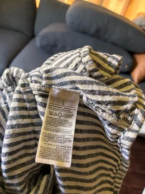 Old Navy blue and white Striped Spaghetti Strap Mini Dress Size large Linen, rayon, and Viscoe blend thumbnail 5