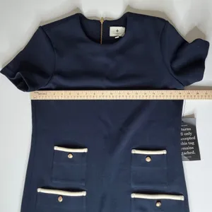 NWT Tuckernuck Francoise Dress Small Navy Knit Shift Old Money‎ Preppy Classic thumbnail 13