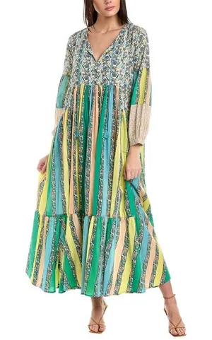 Ro’s Garden‎ Igor Blue Floral and Striped Maxi Dress thumbnail 1
