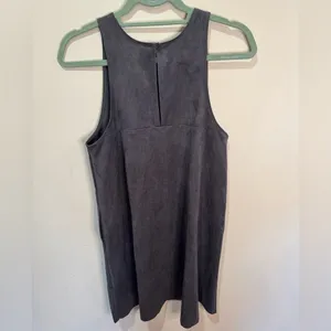 Wilfred Aritzia Faux Suede Shift Dress Charcoal‎ Grey Sleeveless Mini Pockets S thumbnail 2