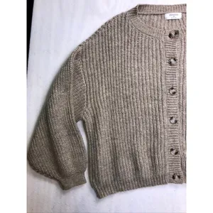 Zenana Womens 3X Oversized Cardigan Sweater‎ Tan Ribbed Knit Lantern Sleeve thumbnail 2