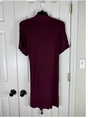 Athleta | Nighttime Bliss Short Sleeve Robe Plum Wrap Loungewear Bathrobe Relax thumbnail 7